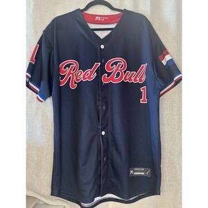 Furious One Red‎ Bull Jersey Button Up Short Sleeve Baseball Shirt